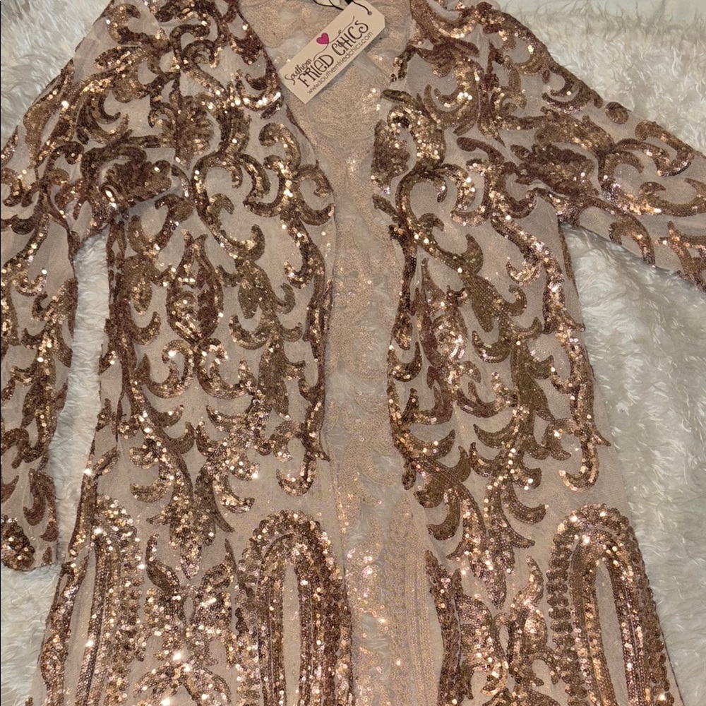 Gold Baroque Patterned sequin duster